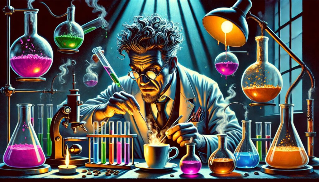 Wide aspect ratio. An illustration in the style of the New Yorker magazine of a well dressed Vietnamese man in a white suit from the 1950's sitting in a cafe in a bustling prewar Vietnam in a bustling and high-end Vietnamese cafe of that era. He is smiling and enjoying Vietnamese style coffee.